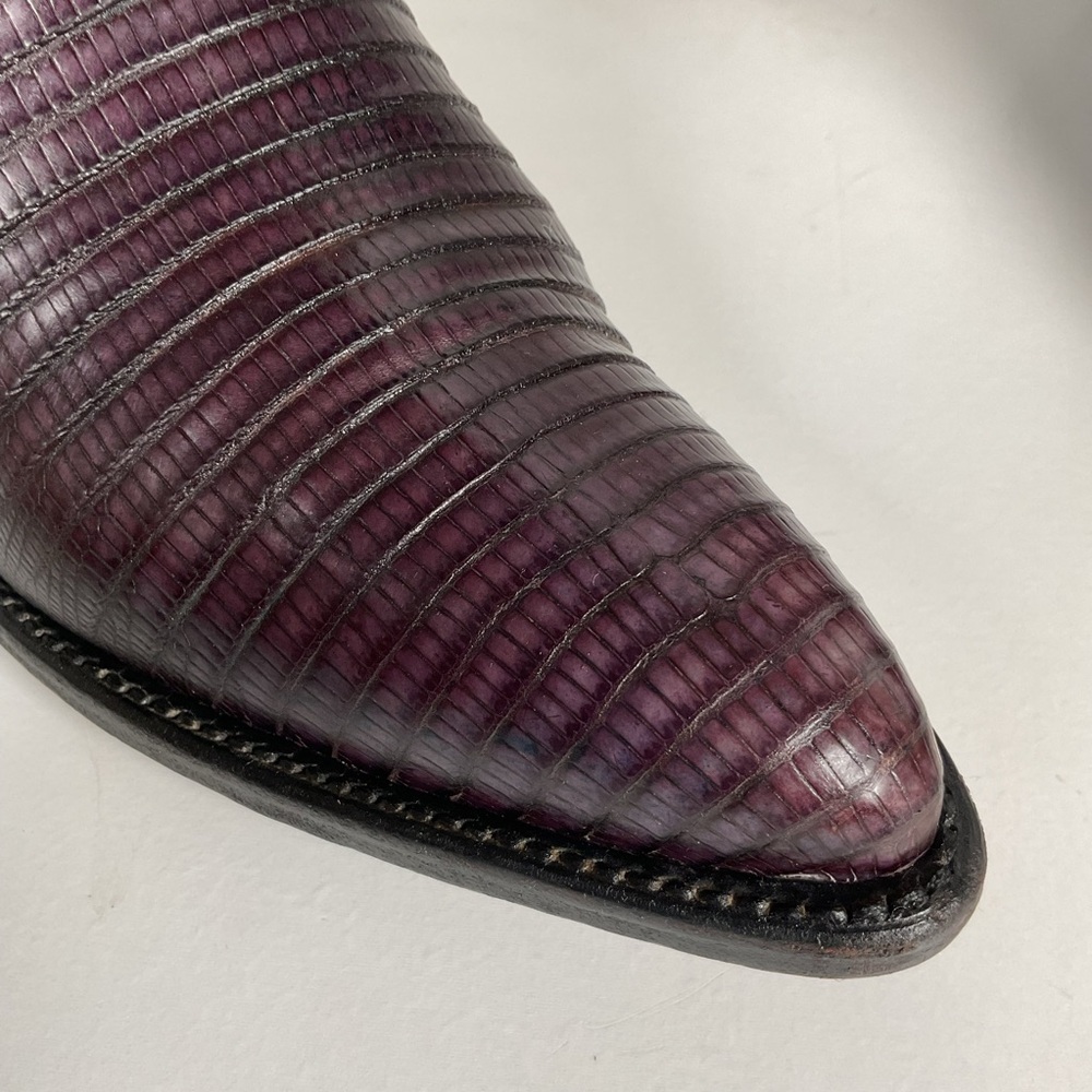 Vintage Larry Mahan Teju Lizard Cowgirl Boots | Purple | Women’s 7.5 B - Picture 11 of 16